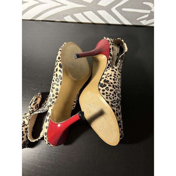 Betsey Johnson Irving Heels Leopard Animal Print big bow mobwife Shoes Size 6.5 - Picture 7 of 7